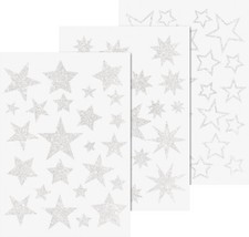 Heyda Fenstersticker 3er Bogen A4 Sterne,Kristalle, weiß,silber,gold Auswahl