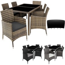 Rattan Sitzgruppe Set 6+1 mit Schutzhülle Gartenmöbel Essgruppe Gartenset Möbel