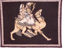 Handgefertigte indische Malerei auf Stoff, Prinz u Prinzessin , 91 x117 cm