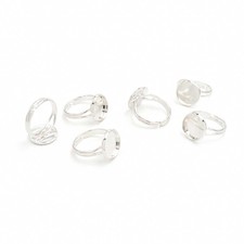 6 Ringrohlinge silberfarben für 12 mm Cabochon