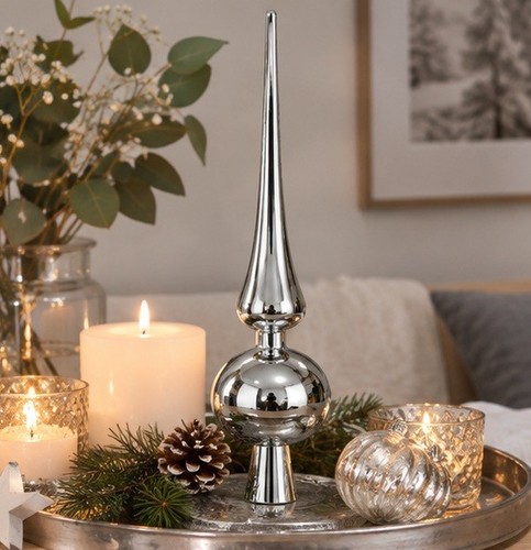 Christbaumspitze silber farben - christbaumspitze,