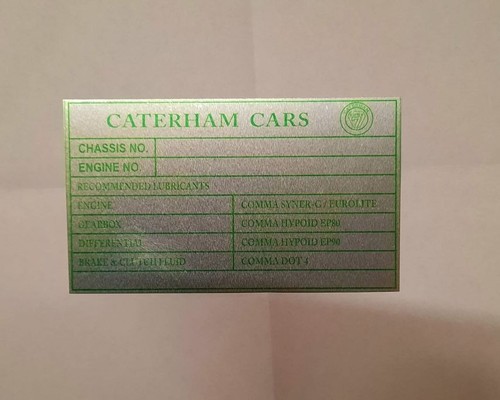 Typenschild caterham cars - caterham,