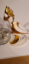 porzellan Figur Kakadu  neu  weiß gold Farbe  aus Nachlass 