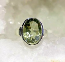 Ring Prasiolith, grüner Amethyst, 925er Silber, Gr. 19,1 - Grün