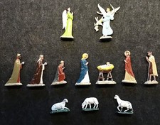 12 Uralte Krippenfiguren aus Blei,bemalt , halbflache Figuren