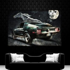 LEINWAND BILD ER XXL FORD MUSTANG GT FASTBACK MOND PFERD ABSTRAKT WAND POSTER