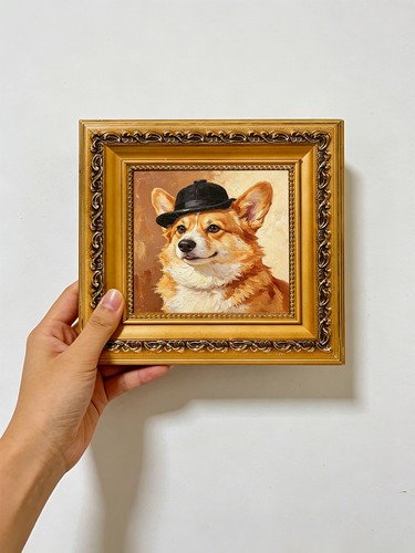 Corgi trägt schwarzen - , hut