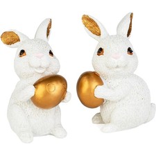 Osterhasen Figuren Groß Zwei Stück Harz Osterdeko Kawaii Geschenk Frühlingsfest