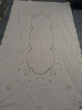 Traumhaft schöne Tischdecke mit Richelieu Handarbeit u.Stickerei 170x120 cm