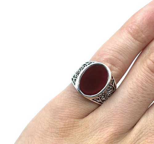925 silber herren ring roter - silber,