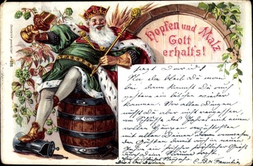 Litho hopfen und malz - hopfen, gott