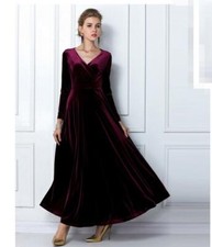 Samt Maxikleid Abendkleid Business Kleid Ballkleid viele Farben BC780