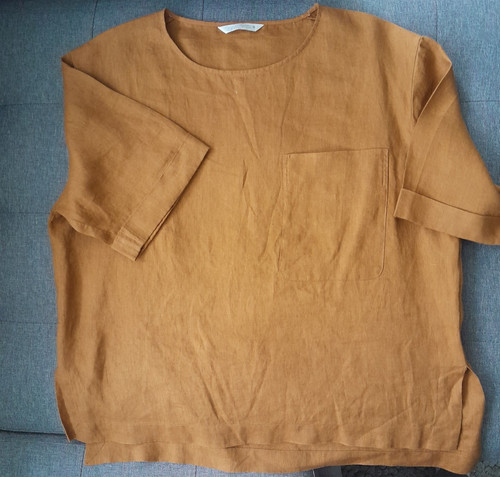Zara oberteil leinen braun - braun, xs