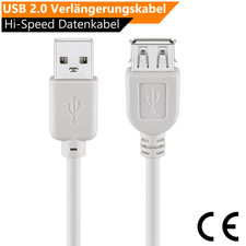 USB Kabel Verlängerungskabel für Drucker Scanner Computer Notebook MacBook Grau
