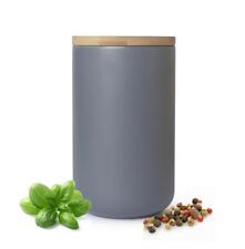 2 x Graue Vorratsdose 800ml mit Holzdeckel Porzellan Vorratsbehälter Dose B-Ware