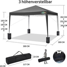 Faltpavillon 3x3M Wasserdicht