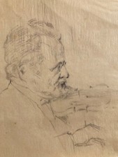 Emil Orlik, "Arnold Rosé mit Geige", Bleistiftzeichnung, handsigniert