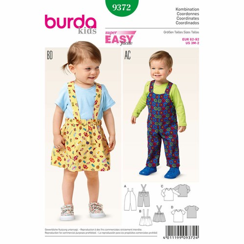 Burda b9372 rock latzhose - rock, &