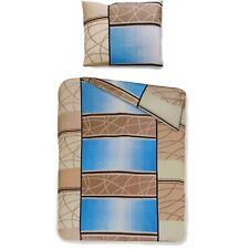 Biber Bettwäsche Bettgarniur 100% Baumwolle 135x200 80x80cm Reißverschluss camel