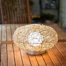 Eglo Halogen Außenleuchte Tischlampe Cadella Ø38cm Alu gebürstet IP54 40W G9