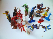22 alte Figuren Indianer Cowboy Jean Höfler West Germany Plastik Reiter Pferde
