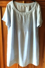 Leinen Kleid - 0039 - Italy - 100% Leinen  mit Biesen - hellblau  Gr.  XXL / 46