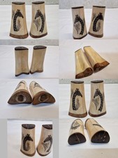 Salzstreuer Pfefferstreuer 2-tlg. Set aus Knochen Giraffen-Dekor handgeschnitzt