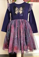 Mädchen Party langarm Kleid  Schmetterling  Kostüm Gr.104 Tüllkled Geburtstags