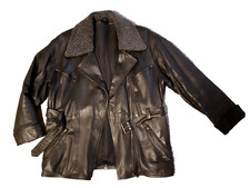 Damen Motorradjacke mit Plüschkragen Leder Schwarz Gr. 42