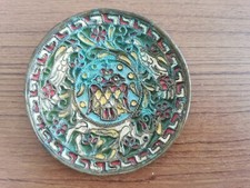 Antik Russischer Cloisonne Teller Kupfer Handbemalt