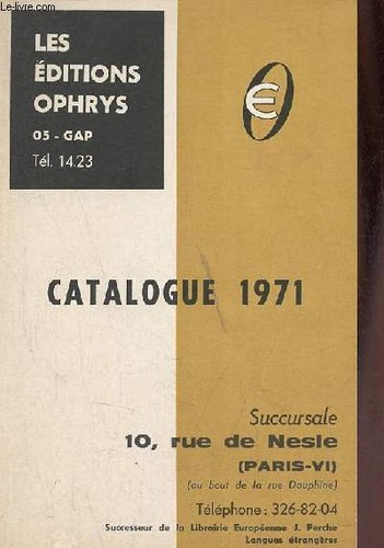 Katalog 1971 der ophrys - katalog,