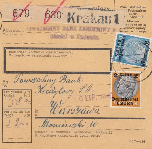 Inlandspaketkarte krakau - gg,