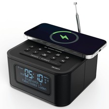 | Nachttischradio mit Bluetooth | 15W kabelloses Laden & USB-Laden | DAB+ und...