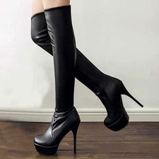 Gr37 Damen Extrem Plateau High Heels Overknee Stiefel Stiletto Platform Boots