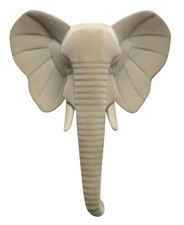 Deko Figur Wand Elefant Elefantenkopf beige Samt Afrika Tier Wanddekoration