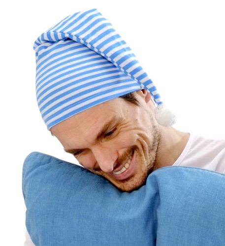 Blau weiße nachtmütze mit - blau-weiße,