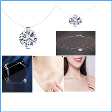 Schwebender Stein Choker | Transparente Nylonkette | 8mm Zirkonia