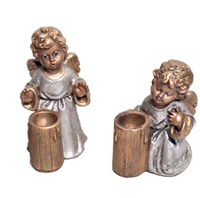 Traditionelle bayerische Wachskunst Handarbeit SET: 2 Engelfiguren bis 9 cm hoch