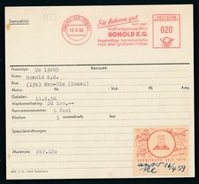 S1153) Francotyp AFS Stammkarte 1956 Neu-Ulm HONOLD Kraftwagenspedition, AUTO