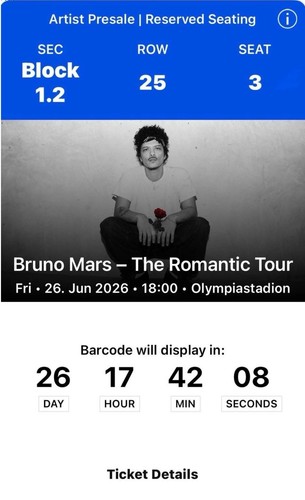 Bruno mars konzert ticket - bruno,