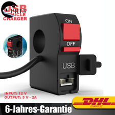 DC 12V Motorrad Lenker USB Buchse Steckdose Ladegerät Schalter Wasserdicht DE