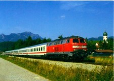 DE 160.02-Ansichtskarte 218 419 mit IC 2517 Nebelhorn Altstädten Allgäu Bayern