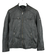 BRUNO BANANI Jacke Herren (EU) 50 Leder Schwarz Gefüttert Stehkragen Regular