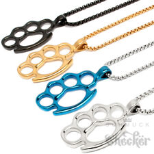 Schlagring Anhänger Edelstahl Halskette silber gold schwarz blau Herren Geschenk