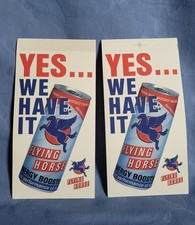 FLYING HORSE ENERGY DRINK, 2 Stück alte Aufkleber, gut erhalten