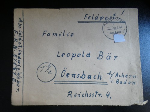 Feldpostbriefe fam bär - bär, in