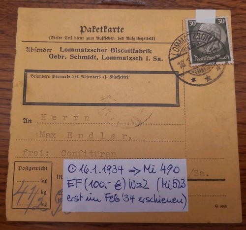 Karte paketkarte lommatzsch - paketkarte,