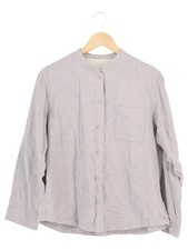 MUJI Damen Hemdbluse Grau S Klassisch Minimalistisch Baumwolle