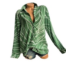 Bluse Damen Blusen grün weiß