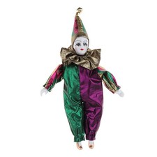 Clown Porzellan Puppe trägt